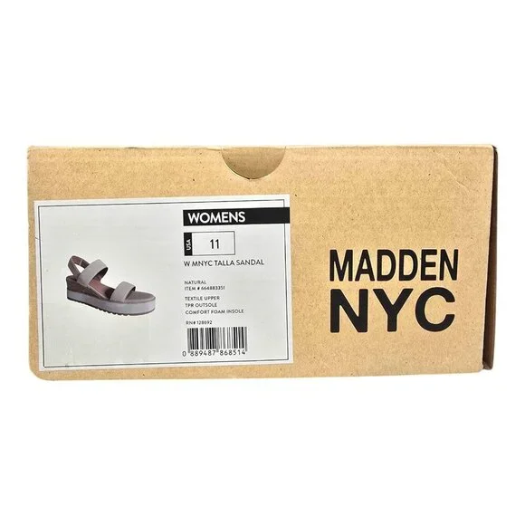 Madden NYC Wedge Strappy Pull-On Sandals Women’s Size 10 Talla Natural White - Picture 11 of 11